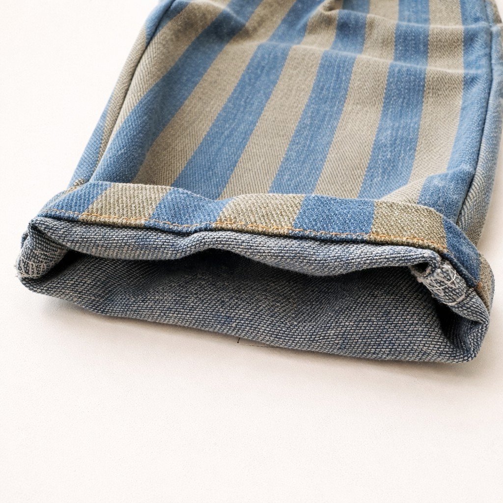 Blue & Khaki Stripe pull on trousers