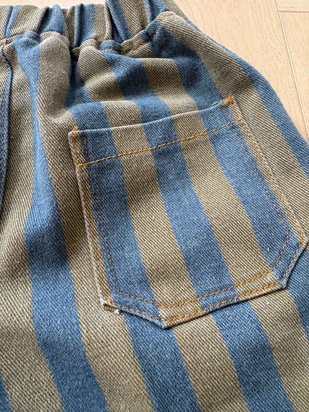 Blue & Khaki Stripe pull on trousers